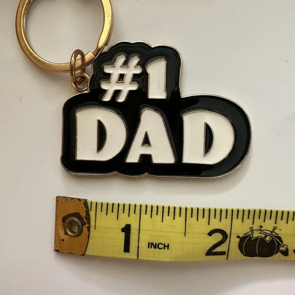 #1 Dad Black Tassel Metal Keychain Carabiner Clip Key Ring Gold Tone Father Gift